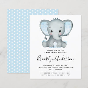 BUDGET Blue Elephant Baby Shower-inbjudan