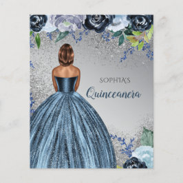 Budget Blue Glitter Dress Quinceañera-inbjudan
