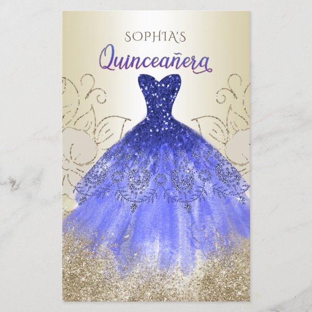 Budget Blue Gnistra Dress Quinceañera-inbjudan (Framsida)