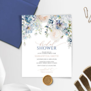 Budget Blue Hydrangea Inbjudningskort för möhippan