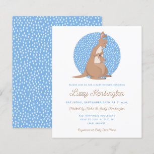 Budget Blue Kangaroo Boy Baby Shower-inbjudan