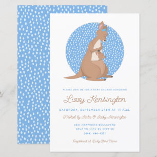 Budget Blue Kangaroo Boy Baby Shower-inbjudan