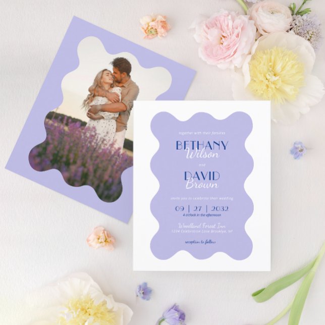 BUDGET Blue Lavender Wave Scallop Photo Bröllop (Skapare uppladdad)