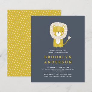 BUDGET Blue Lejon Boy Baby Shower-inbjudan