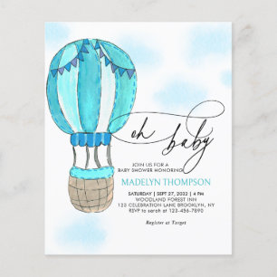 BUDGET Blue Luft Ballon Calligraphy Oh Baby Shower