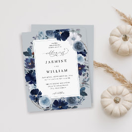 Budget Blue & Navy Blommigt on Blue Grått Bröllop