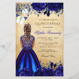 Budget Blue Princess Quinceañera-inbjudan