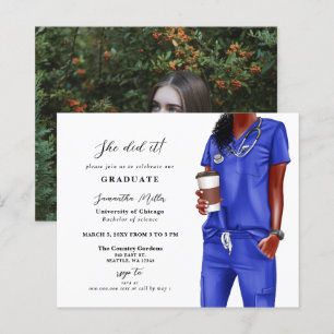 Budget Blue Scrubs Nurse Photo Studenten Inbjudan