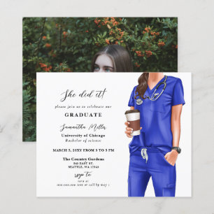 Budget Blue Scrubs Nurse Photo Studenten Inbjudan