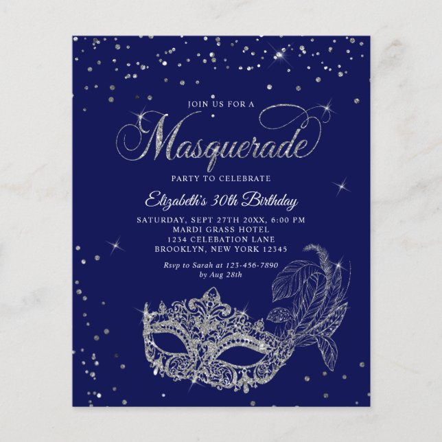BUDGET Blue Silver Photo Masquerade Birthday (Framsida)