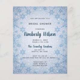 Budget Blue Snöflingor Inbjudningskort för möhippa