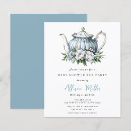Budget Blue Tea Party Boy Baby Shower Inbjudan