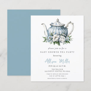 Budget Blue Tea Party Boy Baby Shower Inbjudan