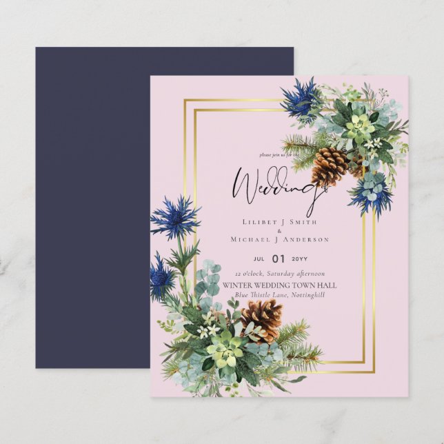 BUDGET Blue Thistle Eucalyptus Bröllop Wonderland (Fram/baksida)