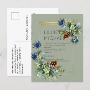 BUDGET Blue Thistle Eucalyptus Bröllop Wonderland Vykort