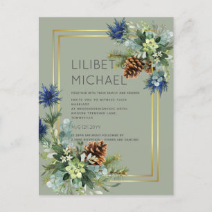 BUDGET Blue Thistle Eucalyptus Bröllop Wonderland Vykort