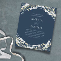 Budget Blue Winter Watercolor Foliage Bröllop