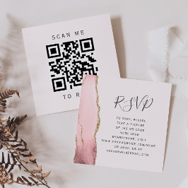 Budget Blush Guld Agat Bröllops QR-kod RSVP Tilläggskort