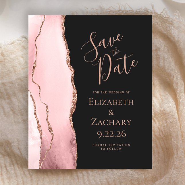 Budget Blush Pink Agate Rose Gold Save the Date (Skapare uppladdad)