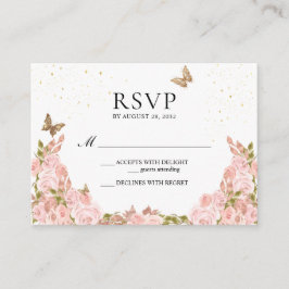 BUDGET Blush Pink Floral Butterfly Quinceanera Tilläggskort