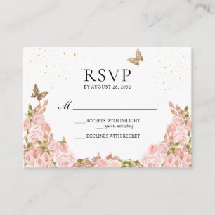 BUDGET Blush Rosa Blommig Fjäril Quinceanera Tilläggskort