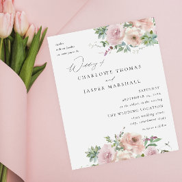Budget Blush Rosa Blommor & Sukkulent Bröllop V2 Flygblad
