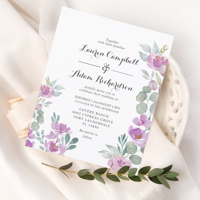 Budget Blush Rosa Eukalyptus Bröllopsinbjudan  (Skapare uppladdad)