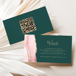 Budget Blush Rosa Guld Agat Grön Bröllops QR-kod Tilläggskort
