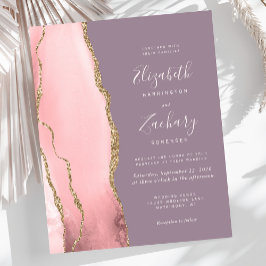 Budget Blush Rosa Guld Agat Mauve Bröllopsinbjudan
