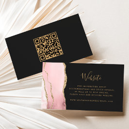 Budget Blush Rosa Guld Agat Mörkt Bröllop QR-kod Tilläggskort