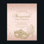 BUDGET Blush Rosa Guld Glitter Maskerad Söt 16<br><div class="desc">Designdetalj gnistrande guldglitter maskerad baddräkt mask med guld konfetti.</div>