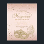 BUDGET Blush Rosa Guld Glitter Maskerad Söt 16<br><div class="desc">Designdetalj gnistrande guldglitter maskerad baddräkt mask med guld konfetti.</div>