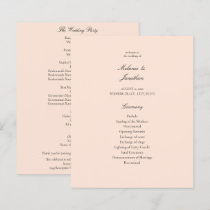 Budget Blush Rosa Pastell Bröllopsprogram