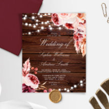 Budget Bohemian Rustic Wood Wedding bjudande