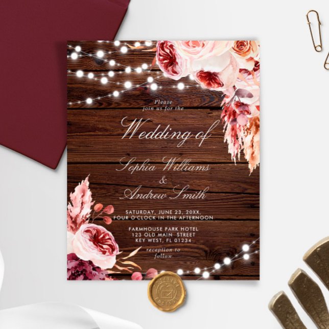 Budget Bohemian Rustic Wood Wedding bjudande (Skapare uppladdad)