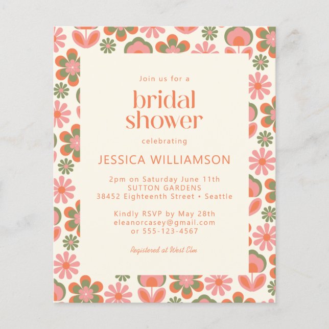 Budget Boho 70s Flowers Rosa Grönt Möhippa (Framsida)