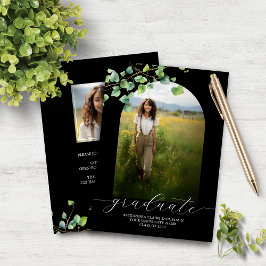 Budget Boho Arch Ivy, Svart examensinbjudan