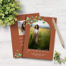 Budget Boho Arch Ivy Terracotta Brown Grad Inbjuda