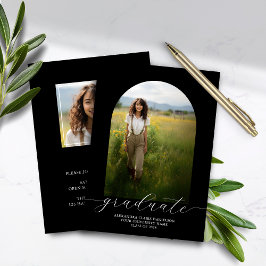 Budget Boho Arch Studenten inbjudan Black