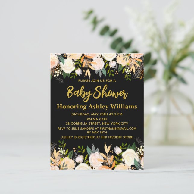 Budget Boho Baby Shower-inbjudan Kön Neutral (Stående Fram)