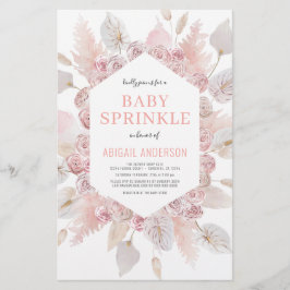 Budget Boho Baby Sprinkle Rosa-inbjudan Flygblad
