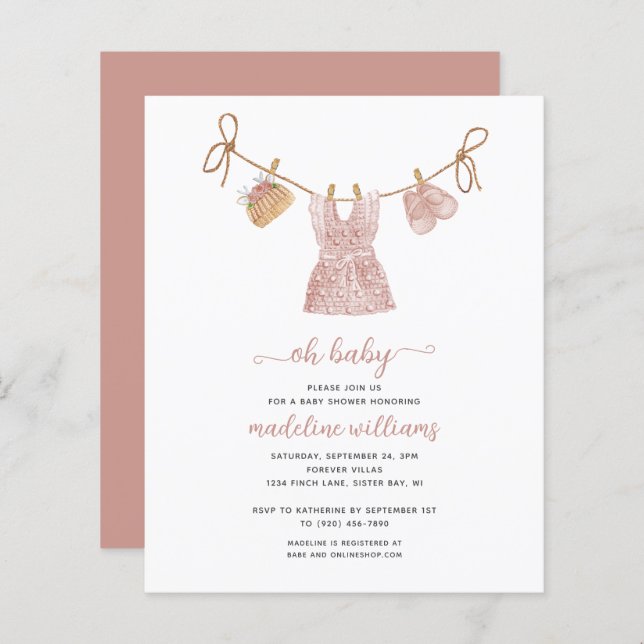 BUDGET BOHO Barnkläders Girl Oh Baby Shower (Fram/baksida)