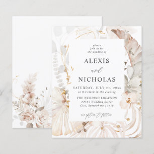 Budget Boho Beach Tropical Beige Blommigt Bröllop