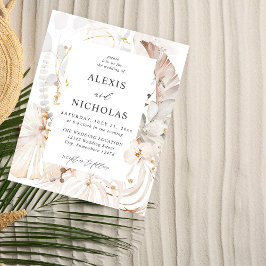Budget Boho Beach Tropical Beige Blommigt Bröllop Flygblad