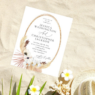 Budget Boho Beach Vita Blommiga Bröllop Flygblad