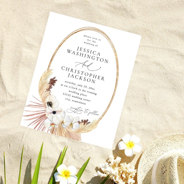 Budget Boho Beach Vita Blommiga Bröllop  Flygblad (Skapare uppladdad)