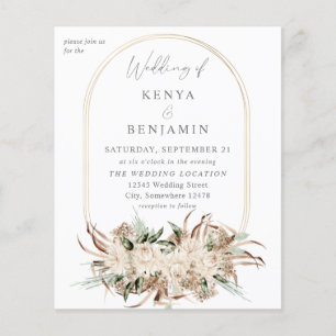 Budget Boho Beige Blommigt Bröllop 3 Flygblad