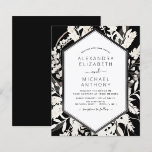 Budget Boho Black Beige Botanical Bröllop