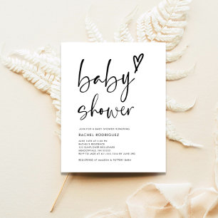 Budget Boho Black & White Baby Shower-inbjudan