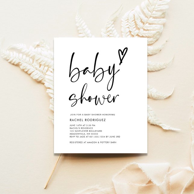 Budget Boho Black & White Baby Shower-inbjudan (Skapare uppladdad)